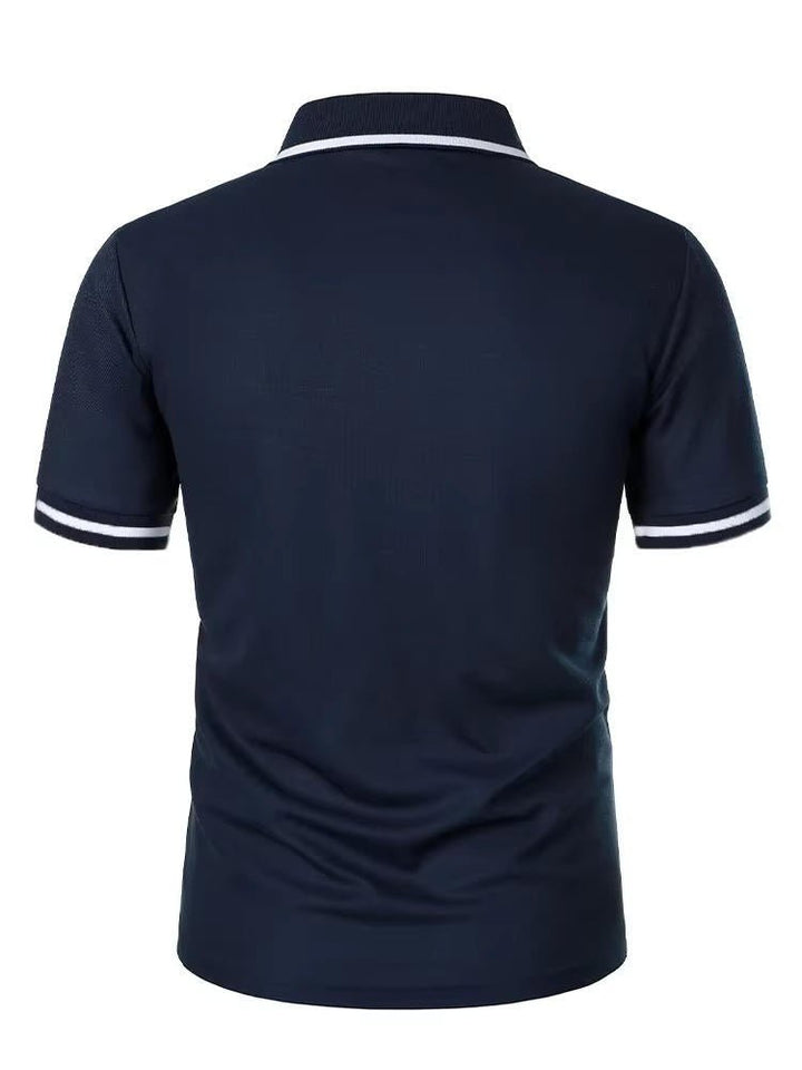 Comfortable men's classic short sleeve polo with chest pocket, great for casual wear and daily use.