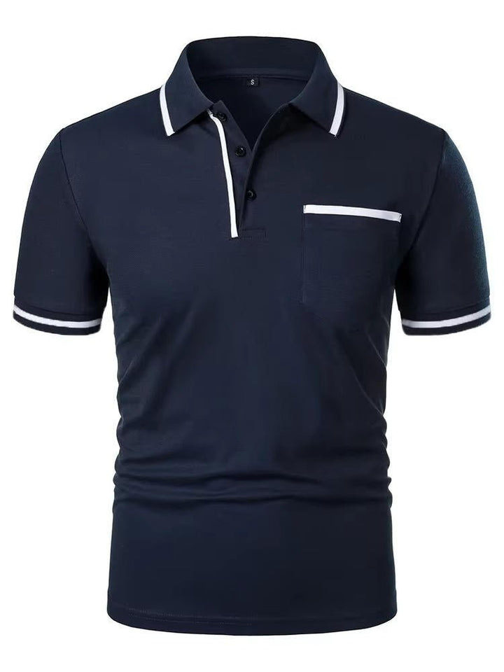 Lightweight men's short sleeve polo shirt, classic fit with chest pocket, perfect as a summer top.