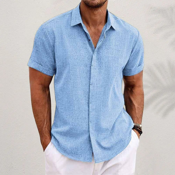 Men's classic short sleeve summer shirt for casual warm weather style.