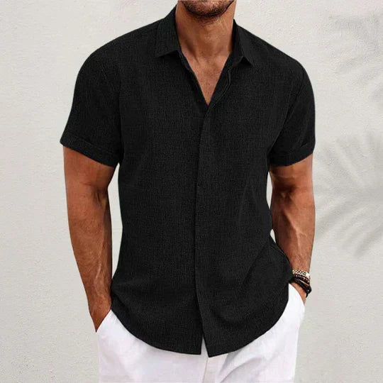 Men's summer short sleeve shirt designed for warm weather comfort and classic casual style.
