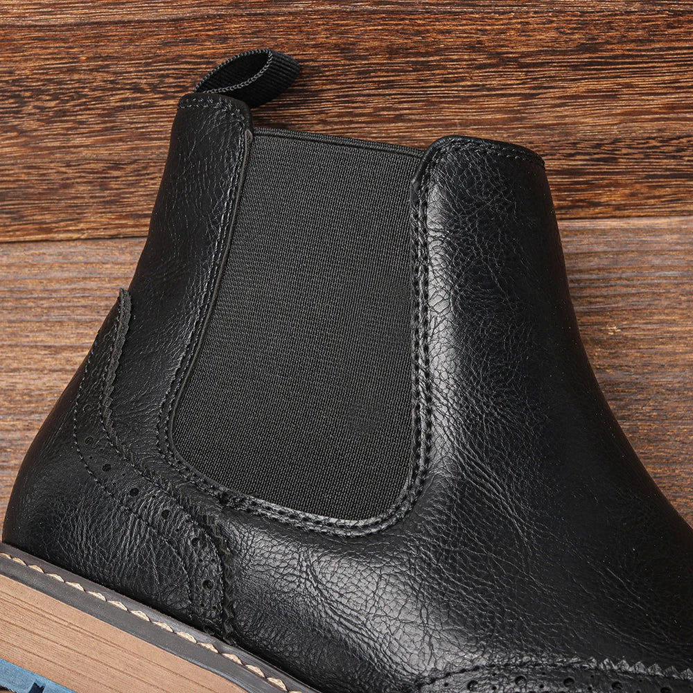 Stylish leather slip-on boots for men, perfect for formal or casual outfits