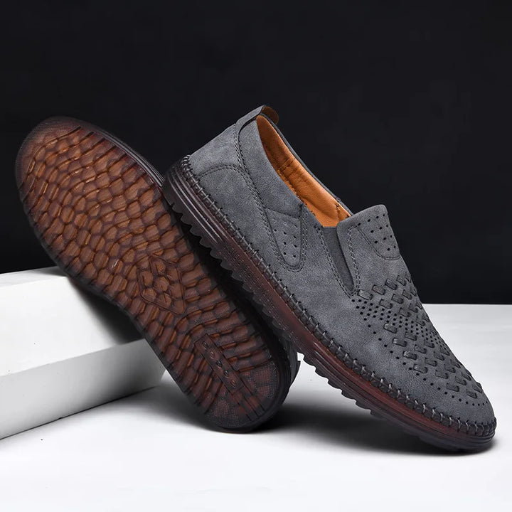 Casual brown slip-on loafers, breathable and stylish for everyday men's fashion.