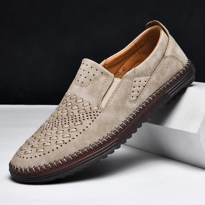 Side view of a men's classic loafer, highlighting the sleek design and easy slip-on feature.
