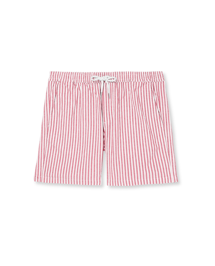 Relaxed fit men's striped shorts with elastic waist, perfect for vacation wear & ultimate summer comfort.