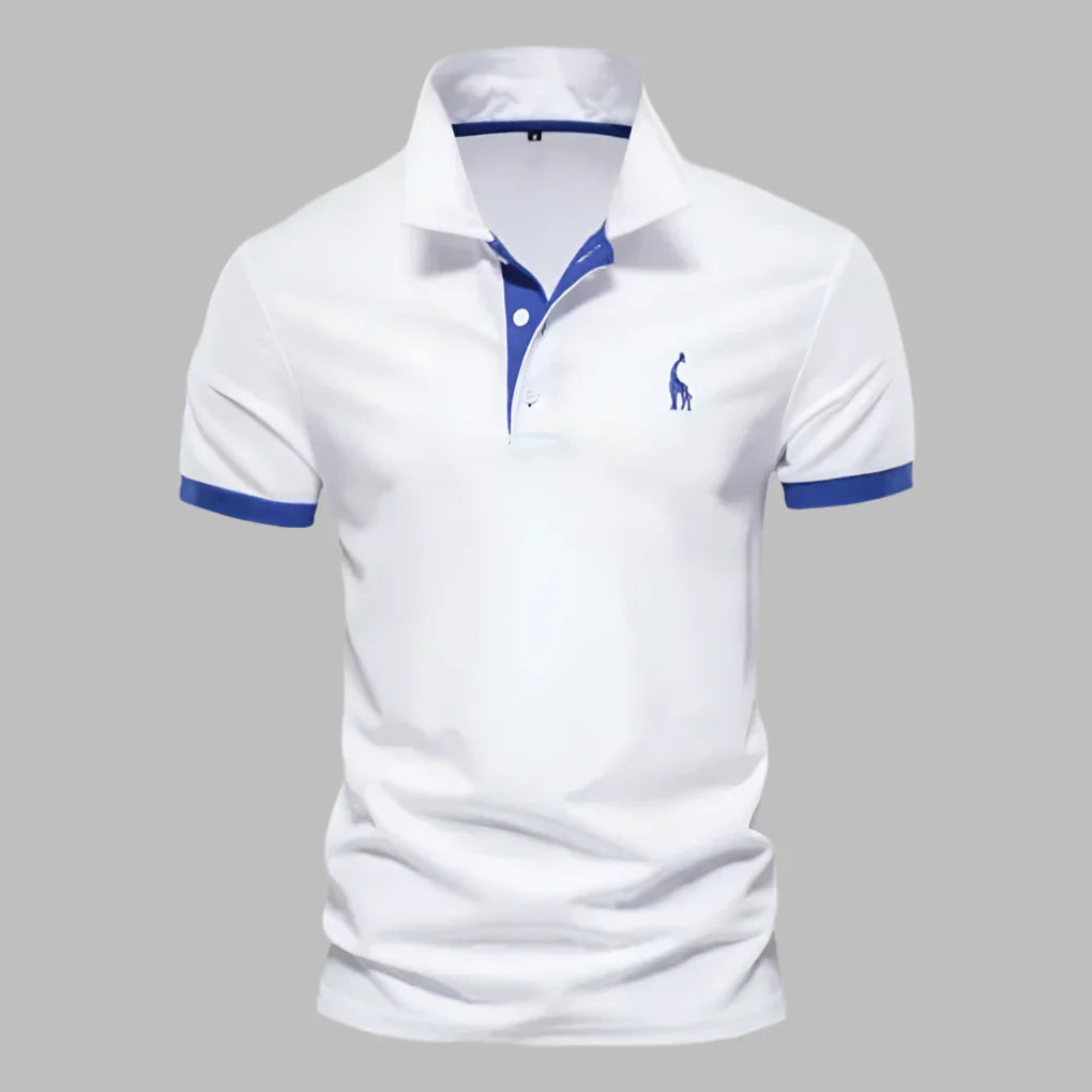 Men's classic tailored polo shirt for a smart-casual look. Comfortable short sleeve top with button placket.