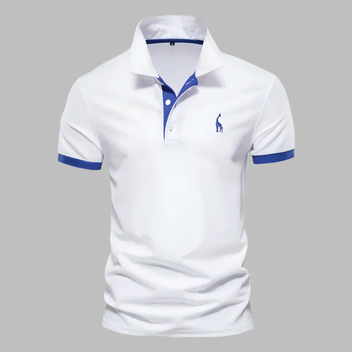 Men's classic tailored polo shirt for a smart-casual look. Comfortable short sleeve top with button placket.