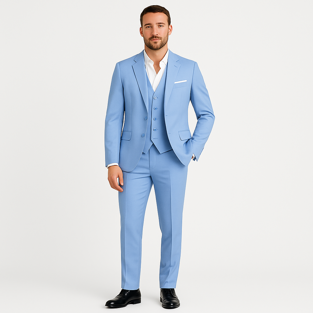 Elegant men's two-piece suit, a timeless apparel choice for spring and summer events