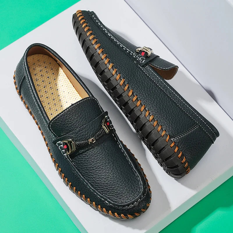 Men's classic leather bit loafers in a warm tan color, perfect for spring and summer dress shoes