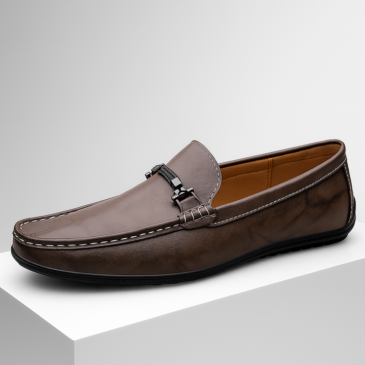 Men's casual yet sophisticated brown leather bit loafers for versatile wear