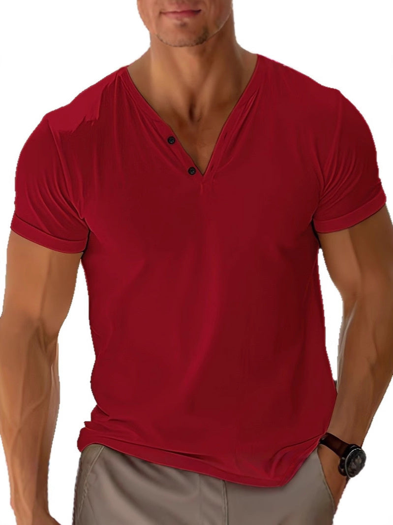 Stylish men's V-neck t-shirt, short sleeve. Regular fit essential for versatile men's fashion & everyday style.