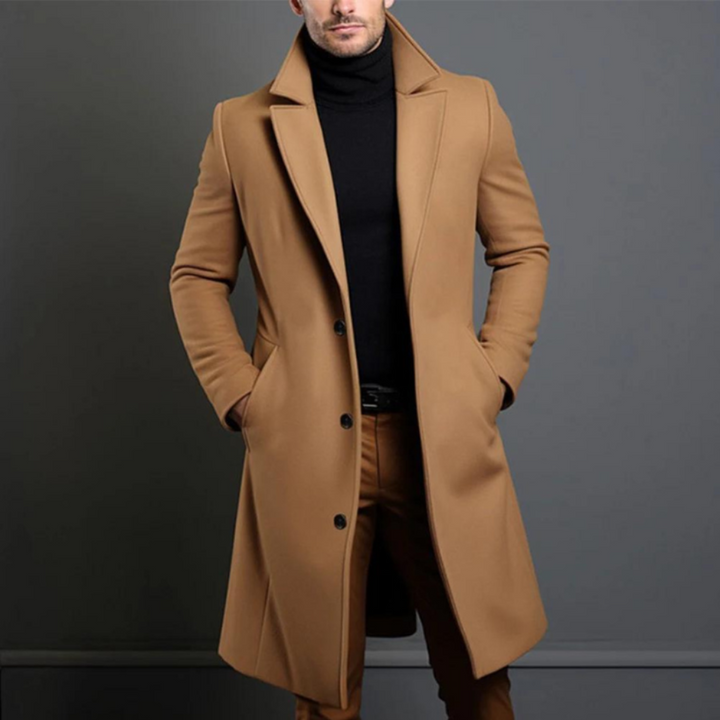 Sophisticated men's classic winter coat. Timeless formal/casual outerwear for office wear & men's fashion.