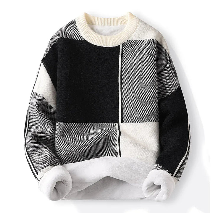 Men's colorblock crewneck pullover sweater in a casual, comfortable fit for spring fashion