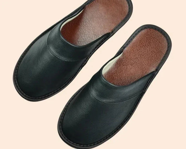 Men's comfortable slip-on house slippers. Ideal indoor footwear for home comfort and easy wear.