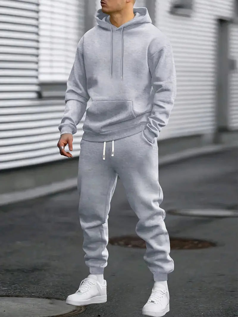 Men's cozy relaxed fit casual lounge sweater and jogger set in a modern style