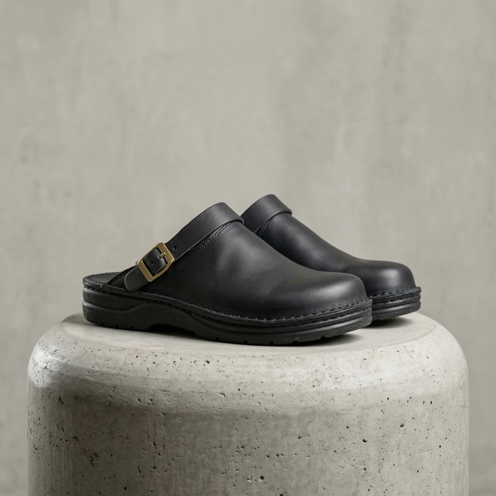 Brown men's orthopedic clogs offering ultimate comfort & foot support. Lightweight, casual or work clogs for men.