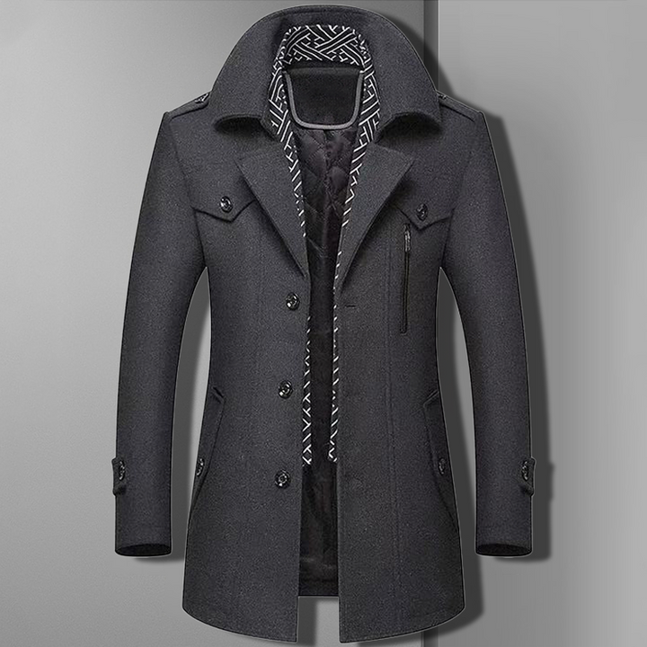 Casual men's double-breasted winter coat in military style, perfect as a versatile men's jacket