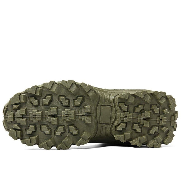Brown men's durable tactical boots with strong laces for secure outdoor adventures.