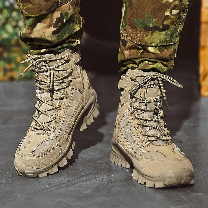 Green men's heavy-duty hiking boots, built for performance & long-lasting durability.