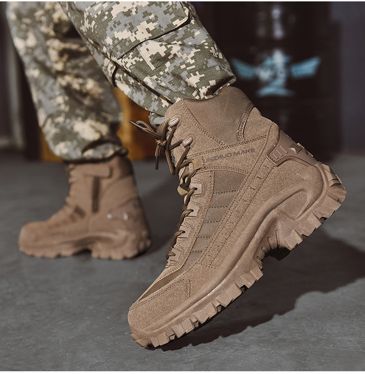 Rugged men's lace-up hiking boots, perfect for trails & heavy-duty work.