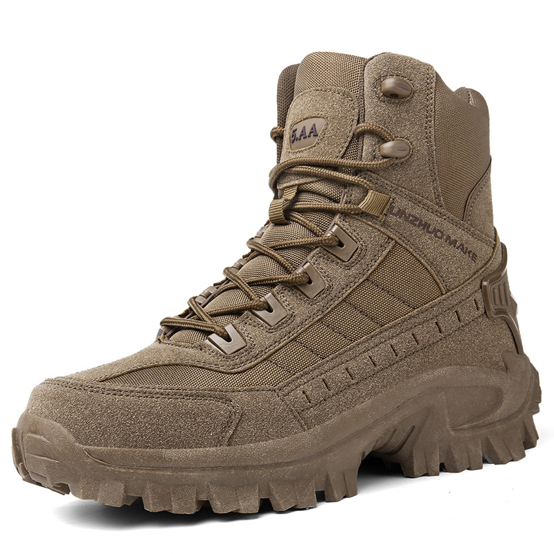 Brown tactical men's outdoor boots, offering robust performance & all-day comfort.