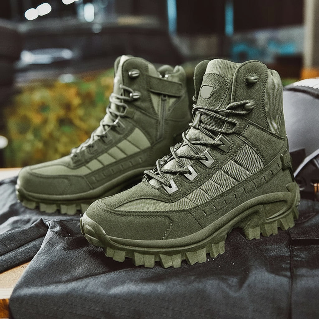 Brown men's durable lace-up winter boots, designed for ultimate cold weather protection & comfort.
