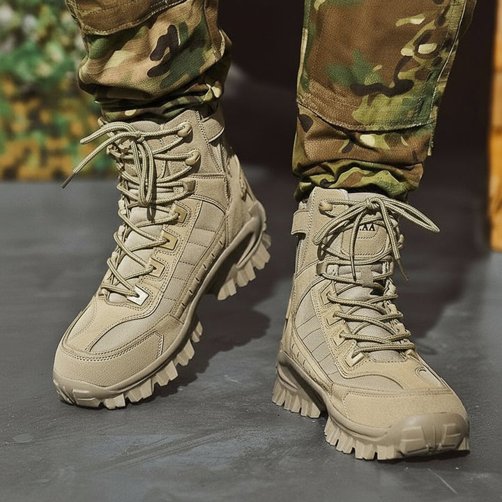 Rugged men's brown lace-up winter boots, offering superior durability & warmth for cold weather.