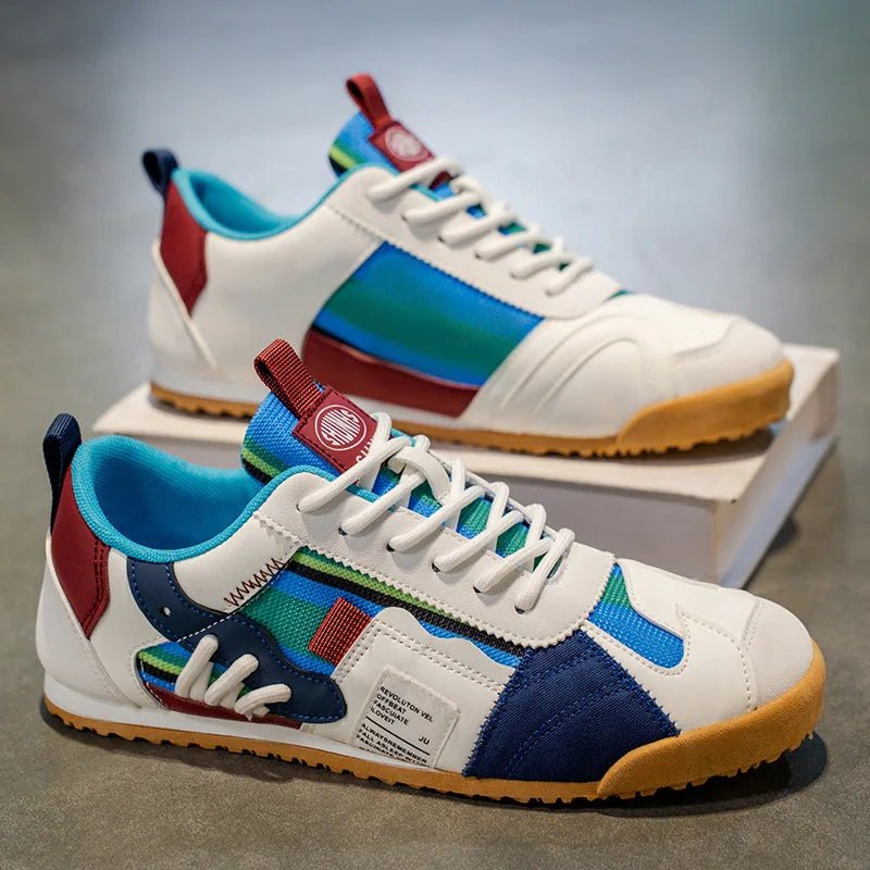 Everyday men's patchwork utility sneakers, comfortable and stylish for daily use.
