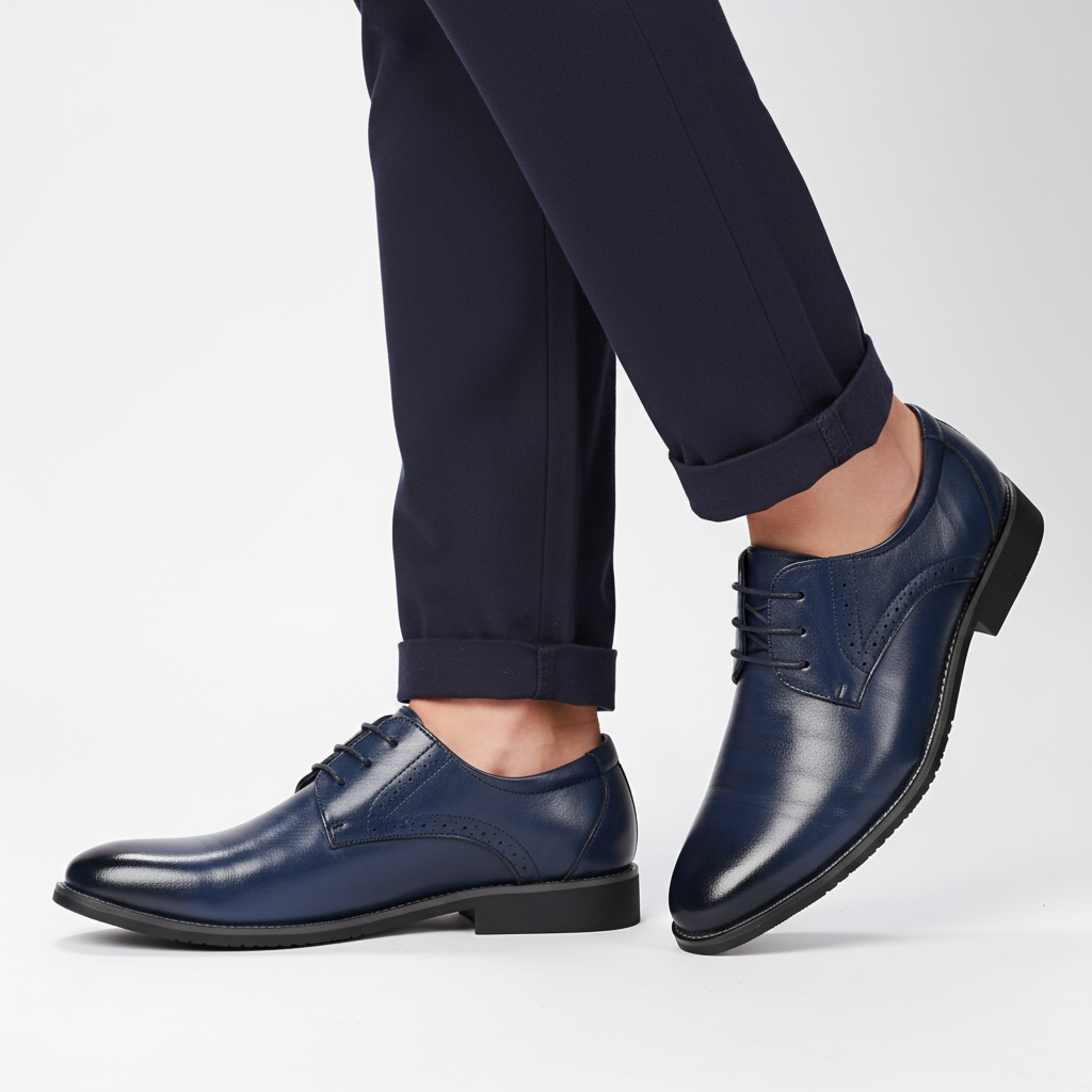 Lace-up men's formal dress shoes with slip-resistant sole for secure steps, ideal for business and events.