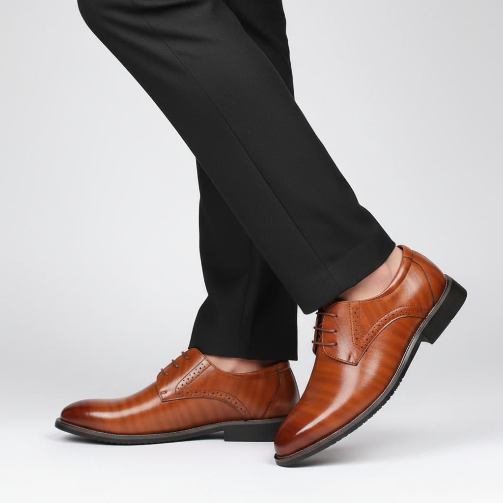 Elegant men's formal Adrian leather dress shoes, comfortable and slip-resistant, perfect for all-day office wear.
