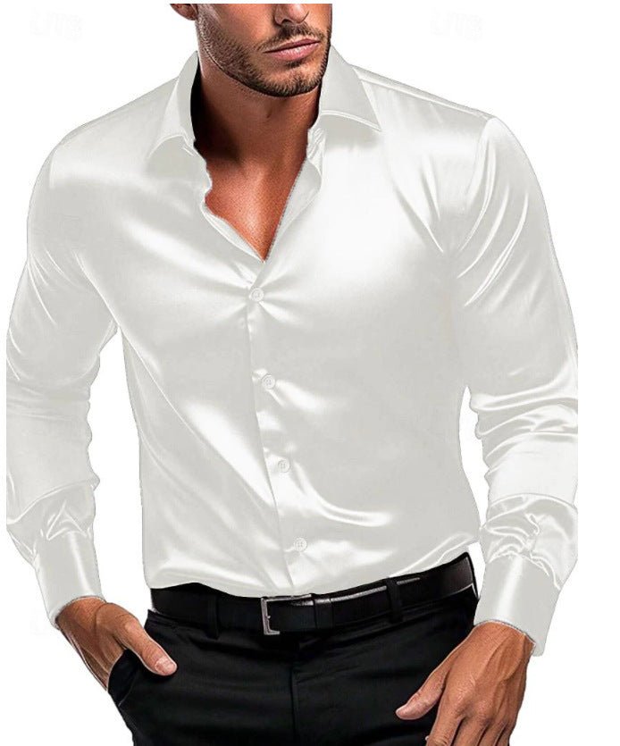 Men's polished long sleeve dress shirt, elegant formal wear, Italian collar. Versatile for business, events & classic style.
