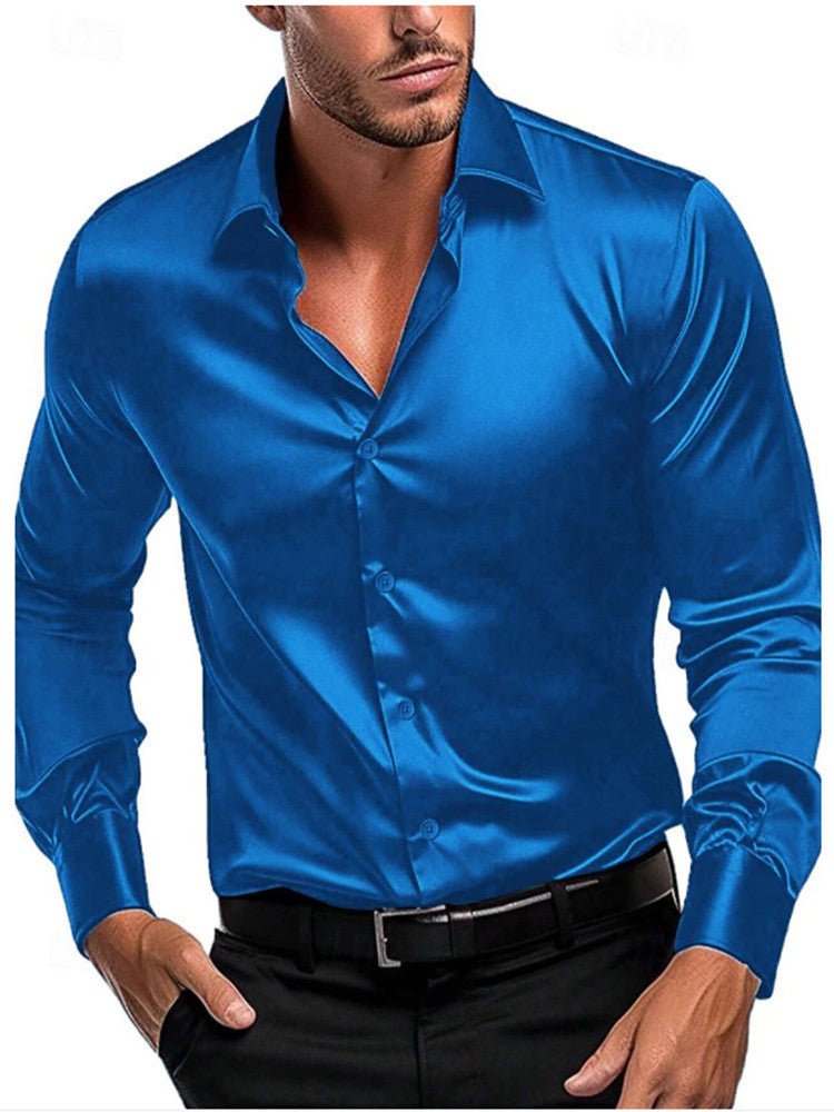 Classic men's button-up dress shirt, long sleeve, with a sophisticated Italian collar. Ideal for formal & business occasions.
