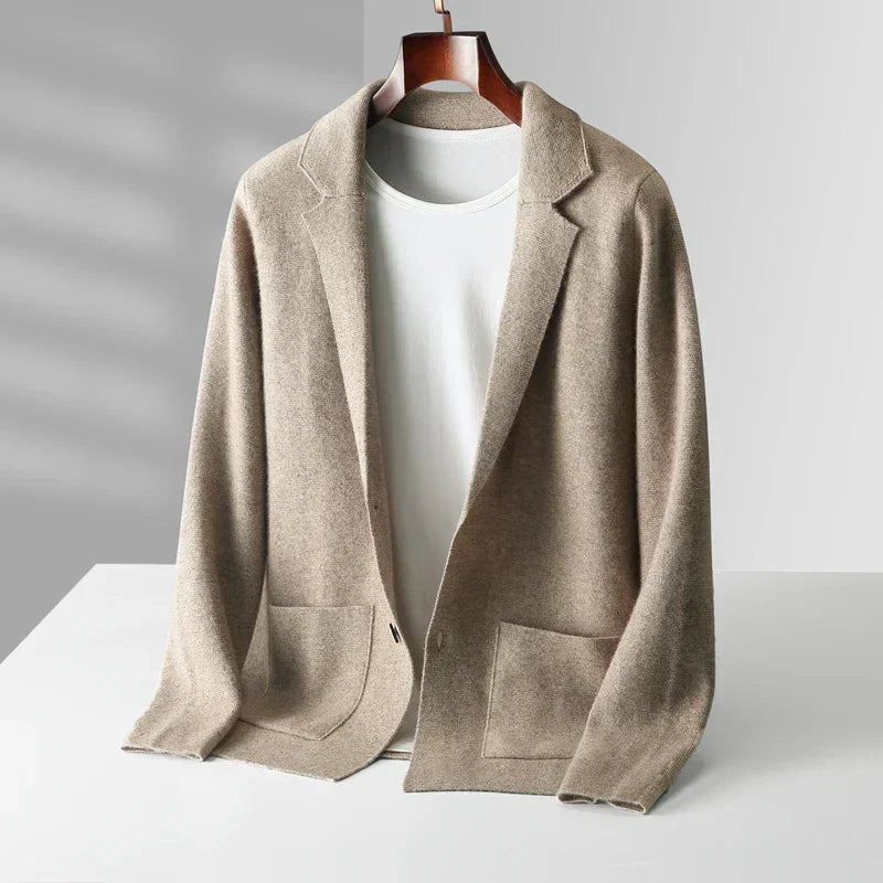 Smart casual men's shawl collar cardigan. Button front for elegant layered fashion & everyday comfort.