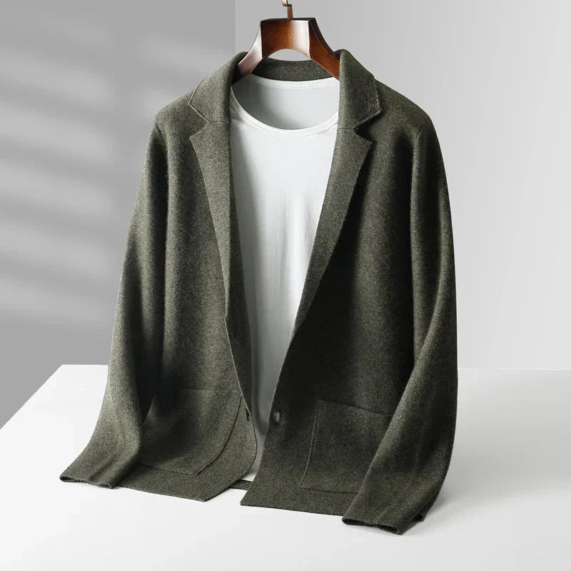 Stylish menswear: men's shawl collar cardigan with button front, ideal for versatile smart casual outfits.