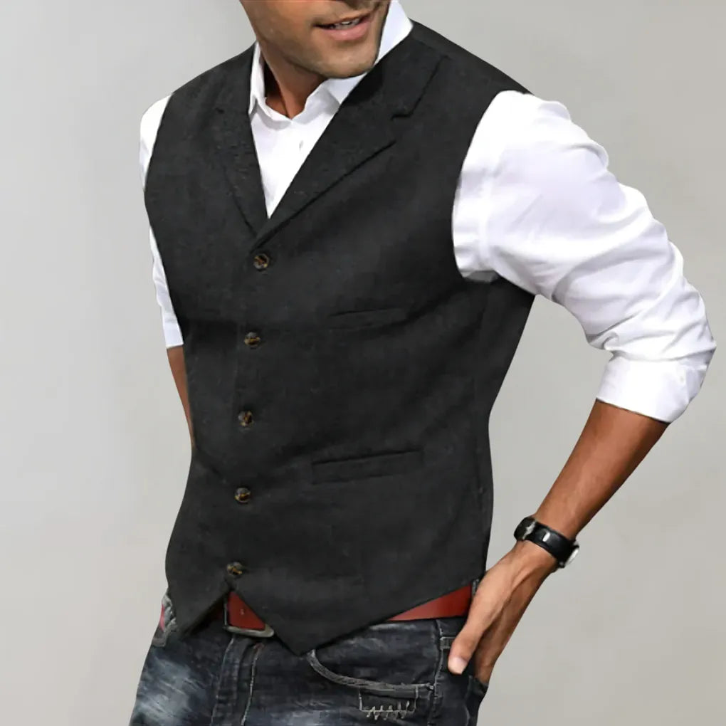 Classic men's formal vest, designed for elegant business attire, wedding wear, and sophisticated layered outfits.