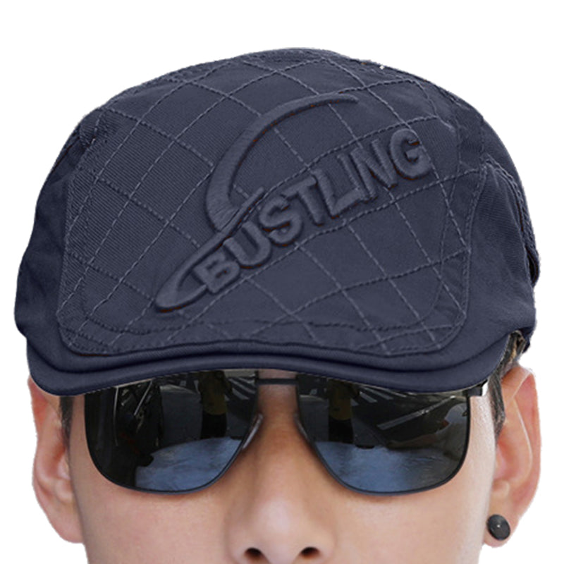 Men's cotton beret with subtle embroidery, a sophisticated and classic men's fashion statement.