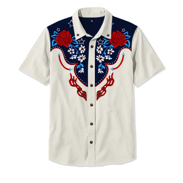 Men's embroidered western shirt with bold Americana style, long sleeve.