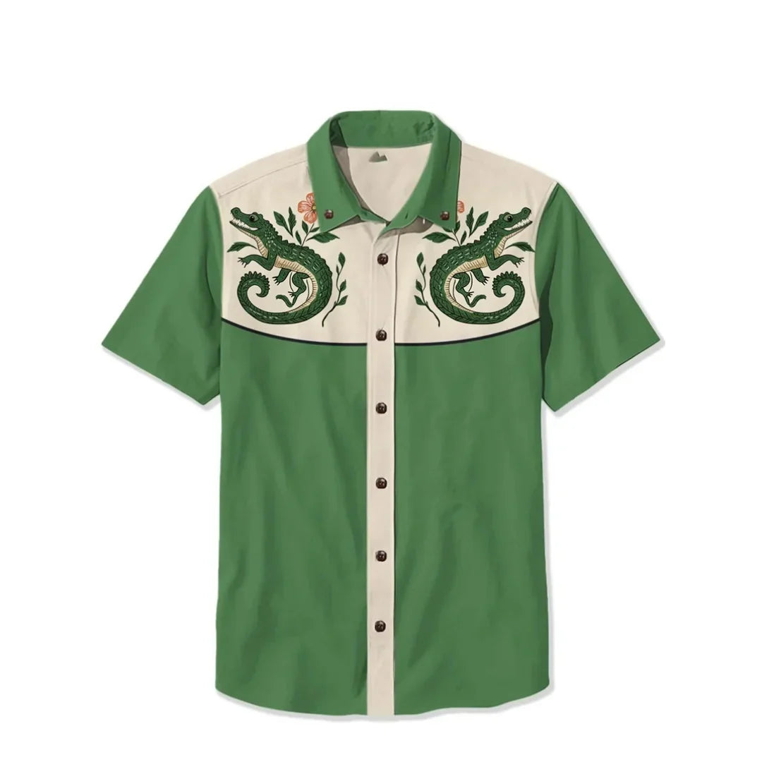 Stylish men's long sleeve western shirt, embroidered, featuring classic Americana and relaxed fit.