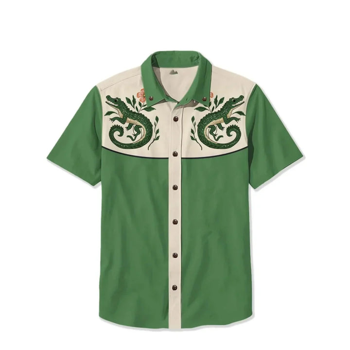 Stylish men's long sleeve western shirt, embroidered, featuring classic Americana and relaxed fit.