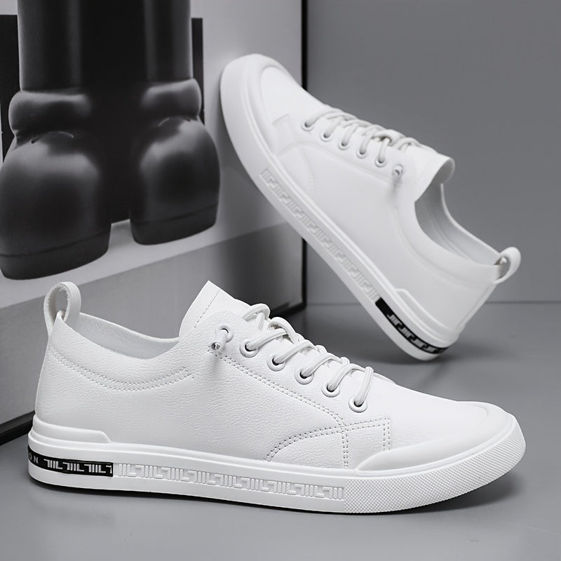 Side view of men's comfortable casual sneakers, ideal for walking & everyday style. Features a minimalist, athletic design.