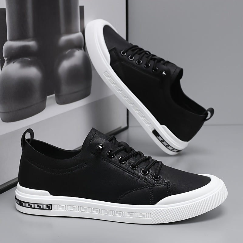 Back view of men's comfortable walking shoes, featuring a durable sole for everyday wear. Classic minimalist casual sneakers.