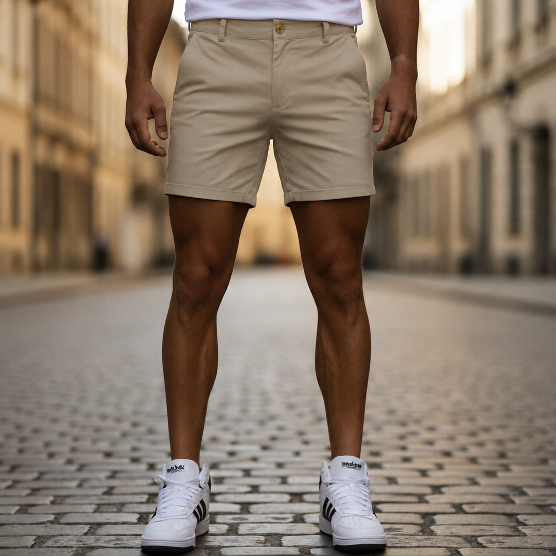 Casual men's summer shorts. These comfortable chino shorts are perfect for everyday fashion & warm weather.