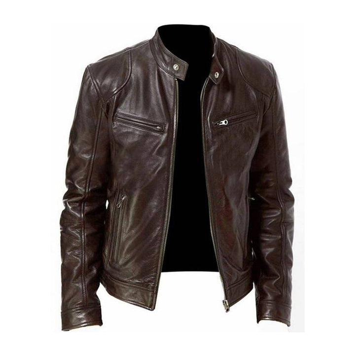 Stylish men's transitional jacket for everyday comfort. Versatile fall/spring outerwear with a classic zipper.