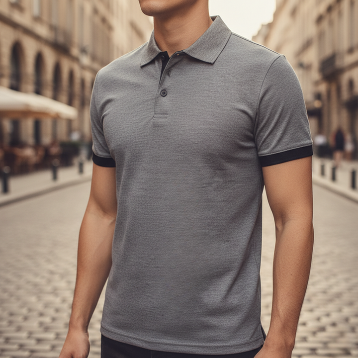 Comfortable men's everyday polo shirt with short sleeves, perfect for a relaxed yet stylish casual look.