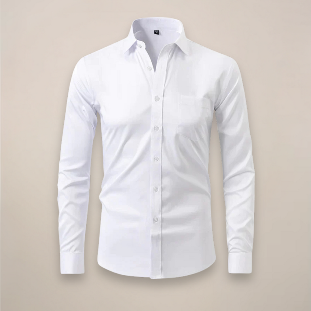 Breathable long sleeve men's tailored shirt in light blue, ideal for everyday wear and spring fashion.