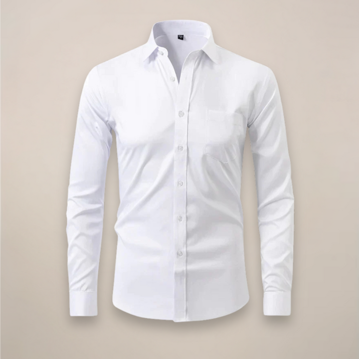 Breathable long sleeve men's tailored shirt in light blue, ideal for everyday wear and spring fashion.