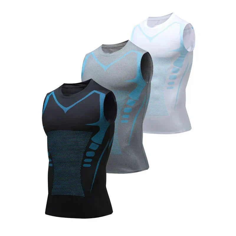 Armando men's graphic print sleeveless training top, close-fit for unrestricted gym workouts & active performance.