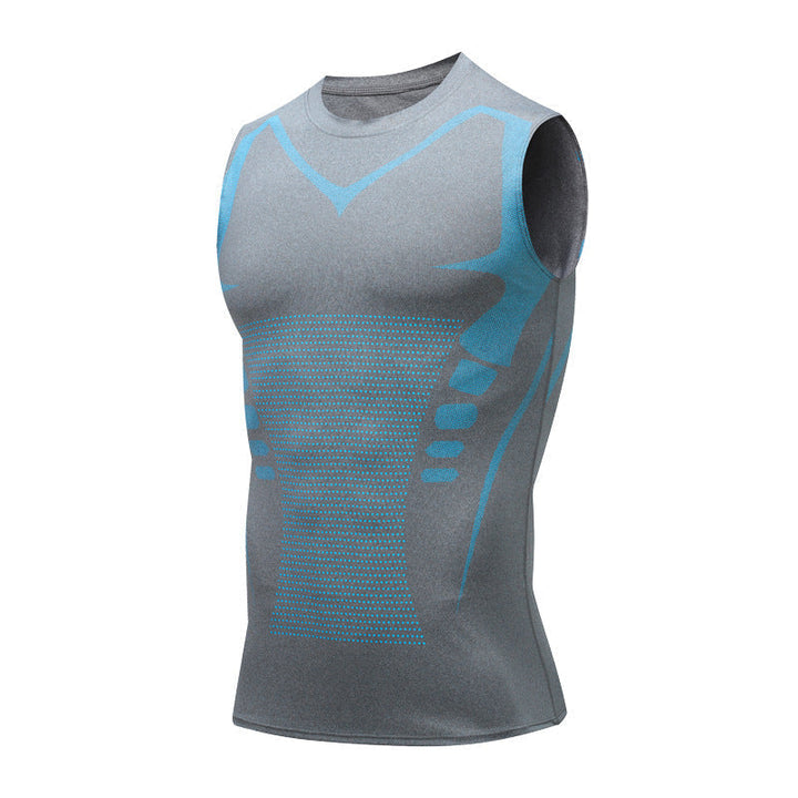 Fitted men's activewear sleeveless top, with vibrant graphic print, perfect for high-performance training & gym.