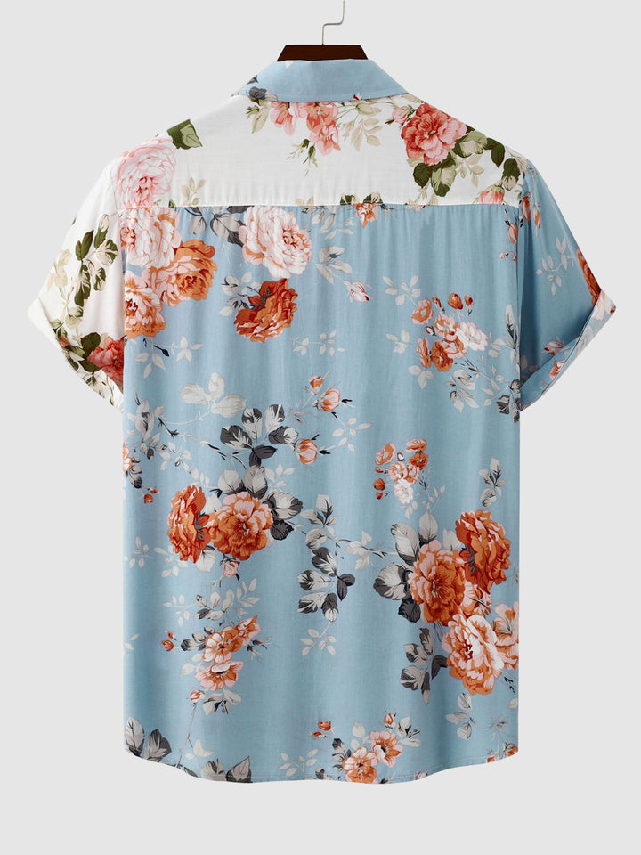 Men's eye-catching floral print short sleeve button-down, perfect for summer fashion.