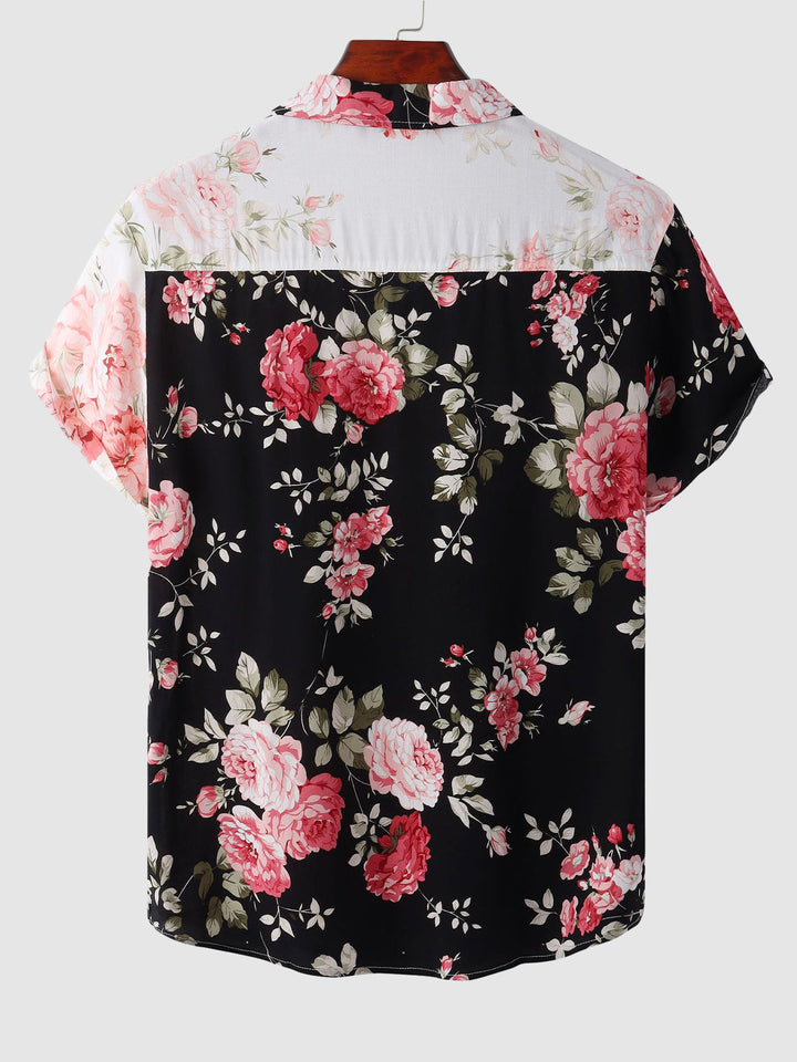 Vibrant men's floral print short sleeve button-down for stylish summer beach fashion.