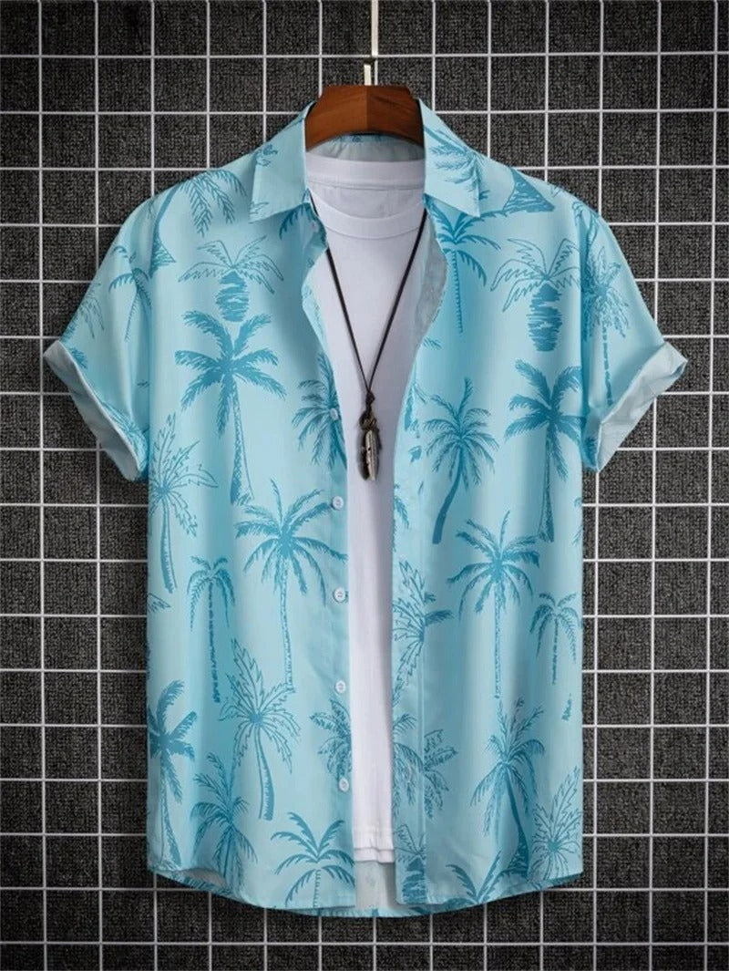 Men's stylish floral collared short-sleeve shirt. Ideal casual wear for summer adventures & vacations.